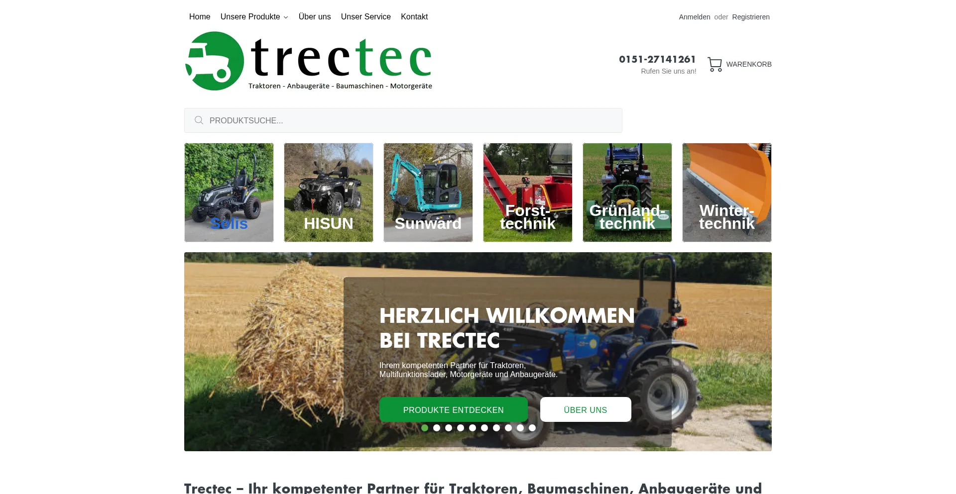 Website screenshot of Trectec.de