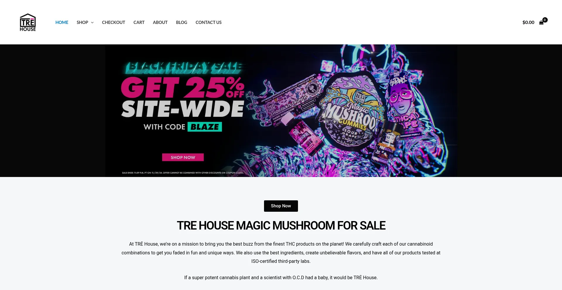 Website screenshot of Trehouse.us