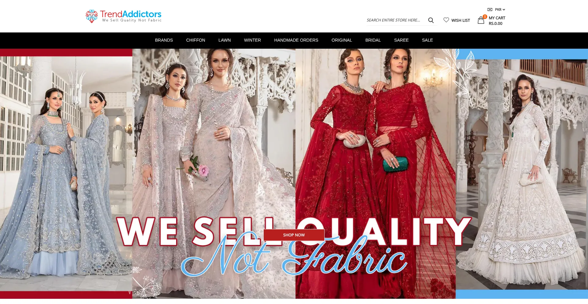 Website screenshot of Trendaddictors.com