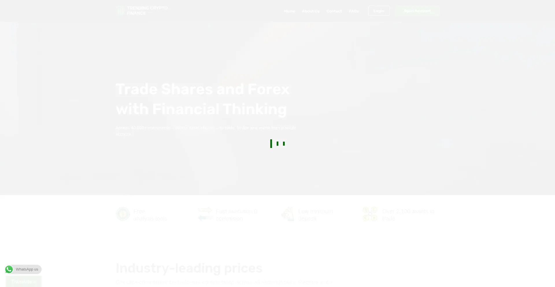 Website screenshot of Trendingcryptofinance.com