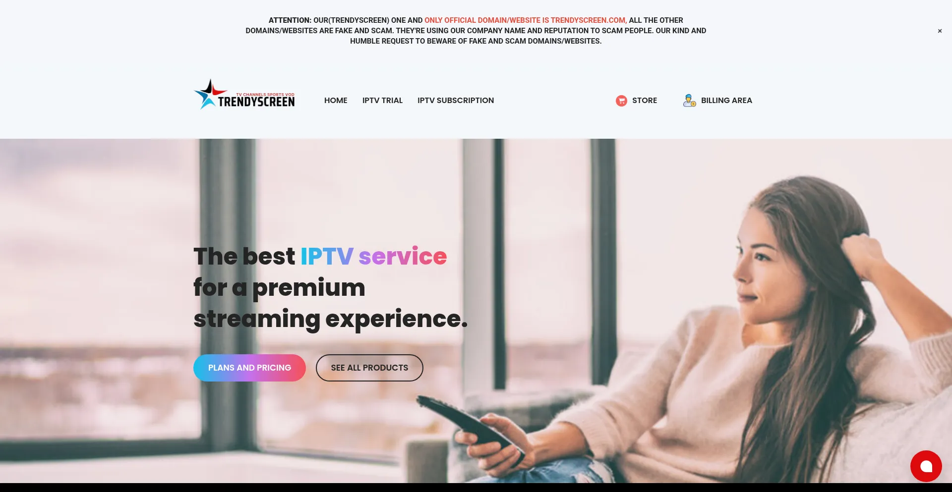 Website screenshot of Trendyscreen.com