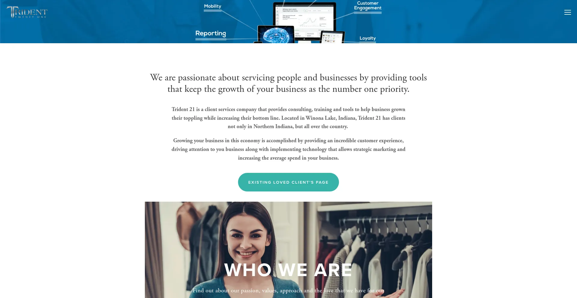 Website screenshot of Trident21.com
