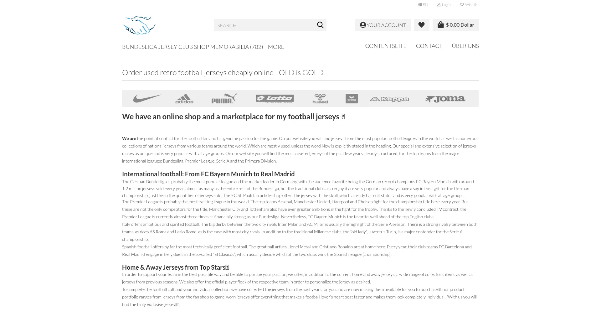 Website screenshot of Trikotinsel.de