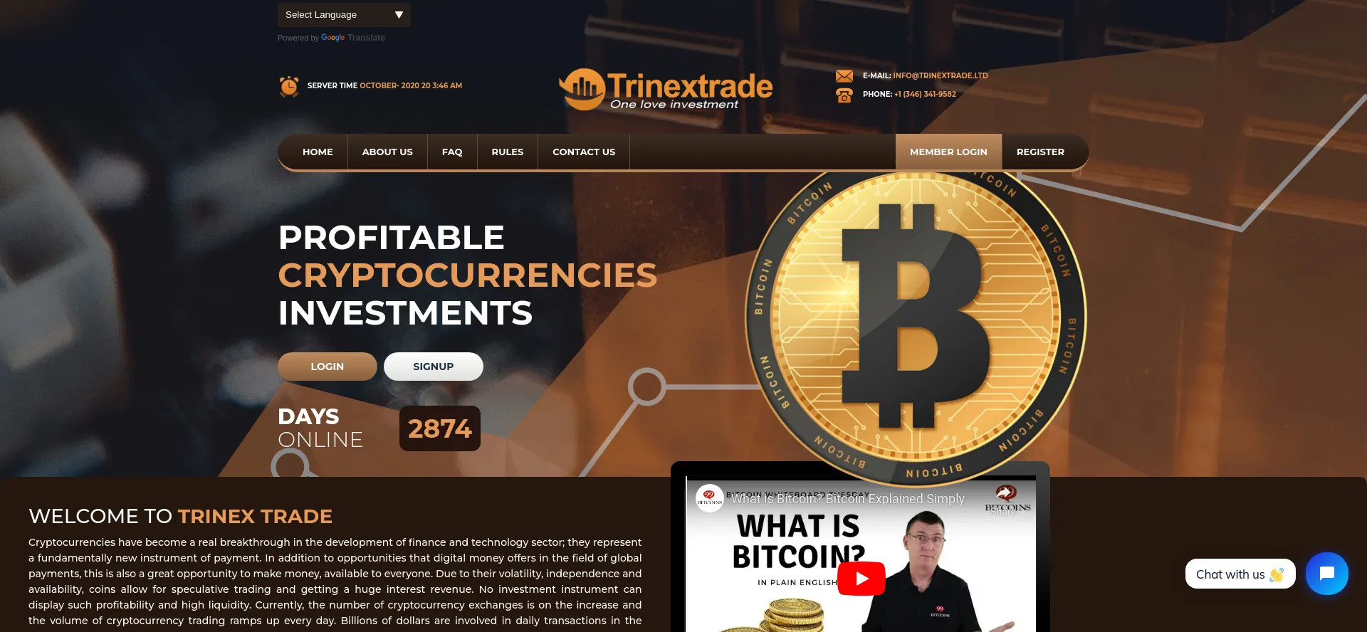 Website screenshot of Trinextrade.ltd