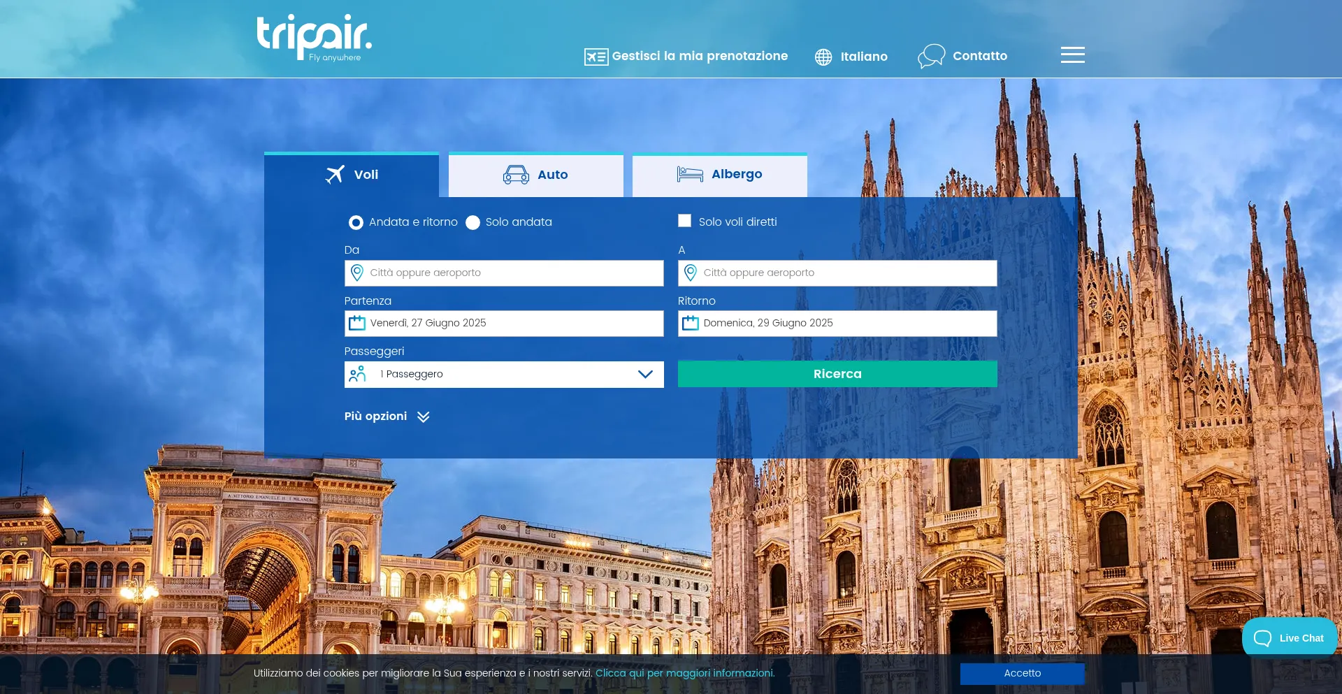 Website screenshot of Tripair.it
