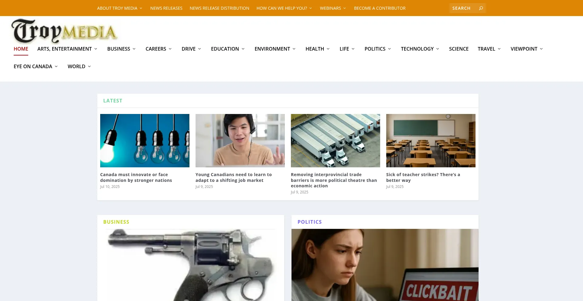 Website screenshot of Troymedia.com