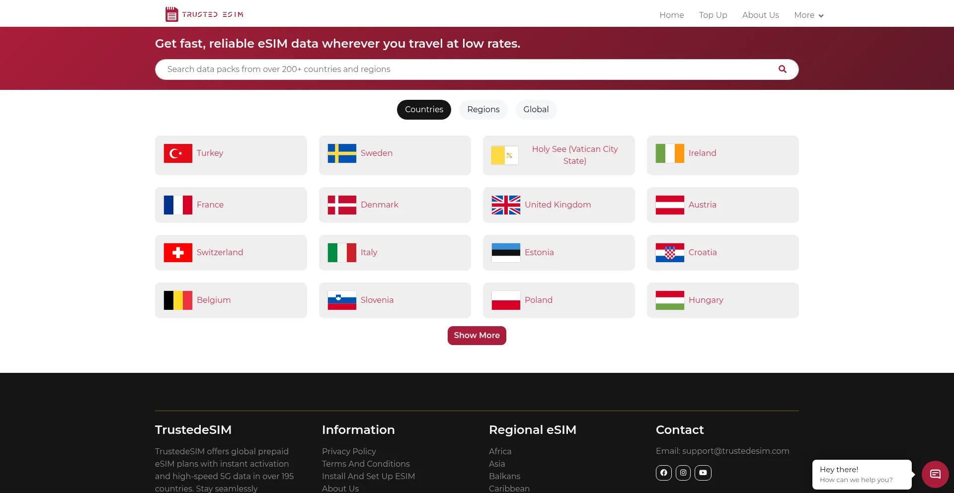 Website screenshot of Trustedesim.com