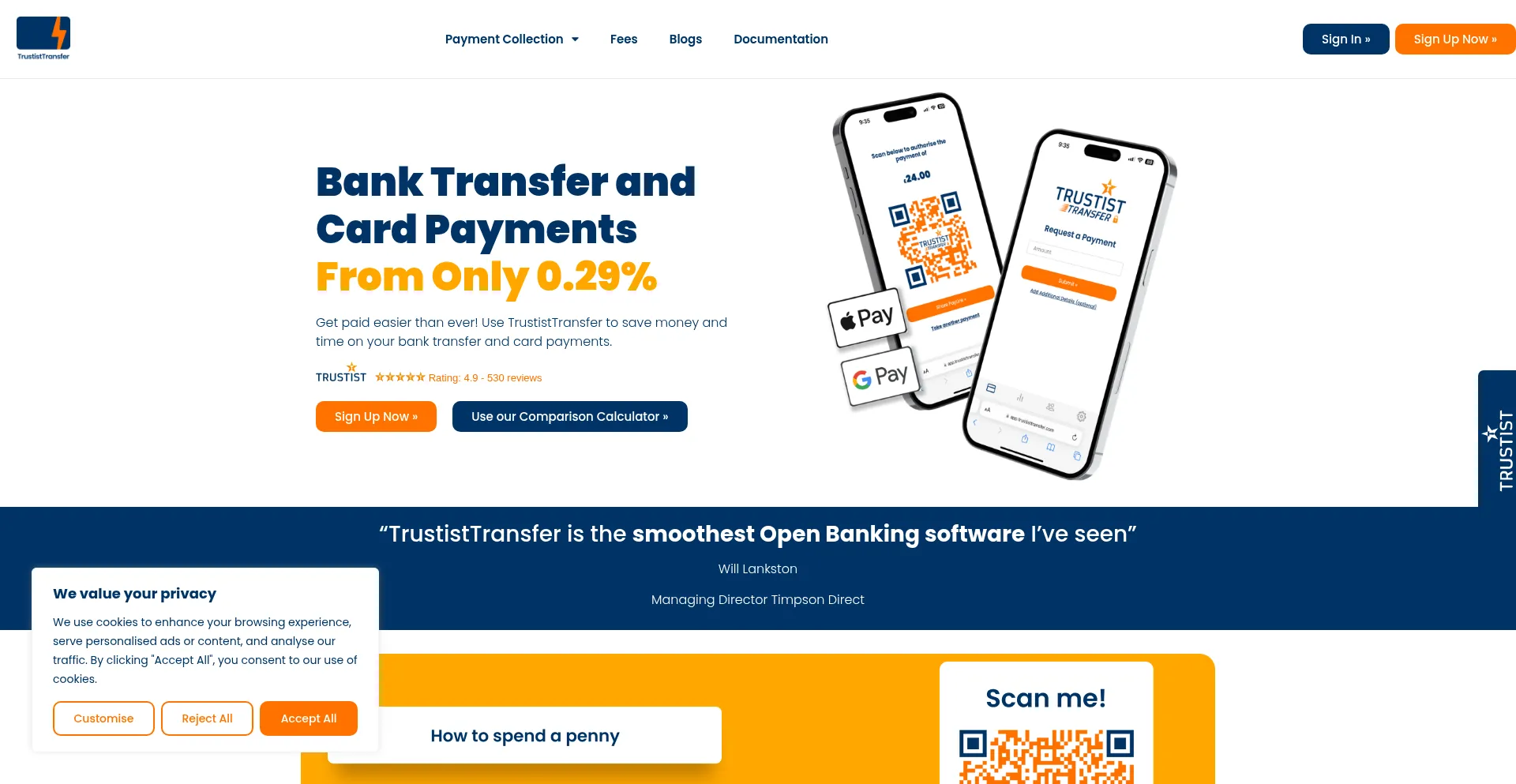 Website screenshot of Trustisttransfer.com