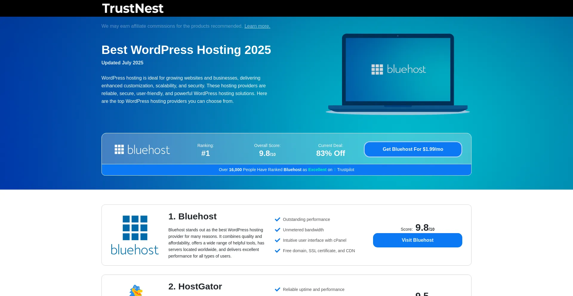 Website screenshot of Trustnest.net