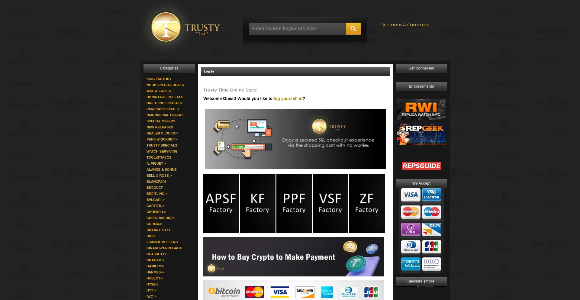 Website screenshot of Trustytime168.io