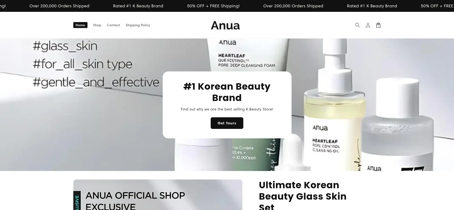 Website screenshot of Tryanua.co