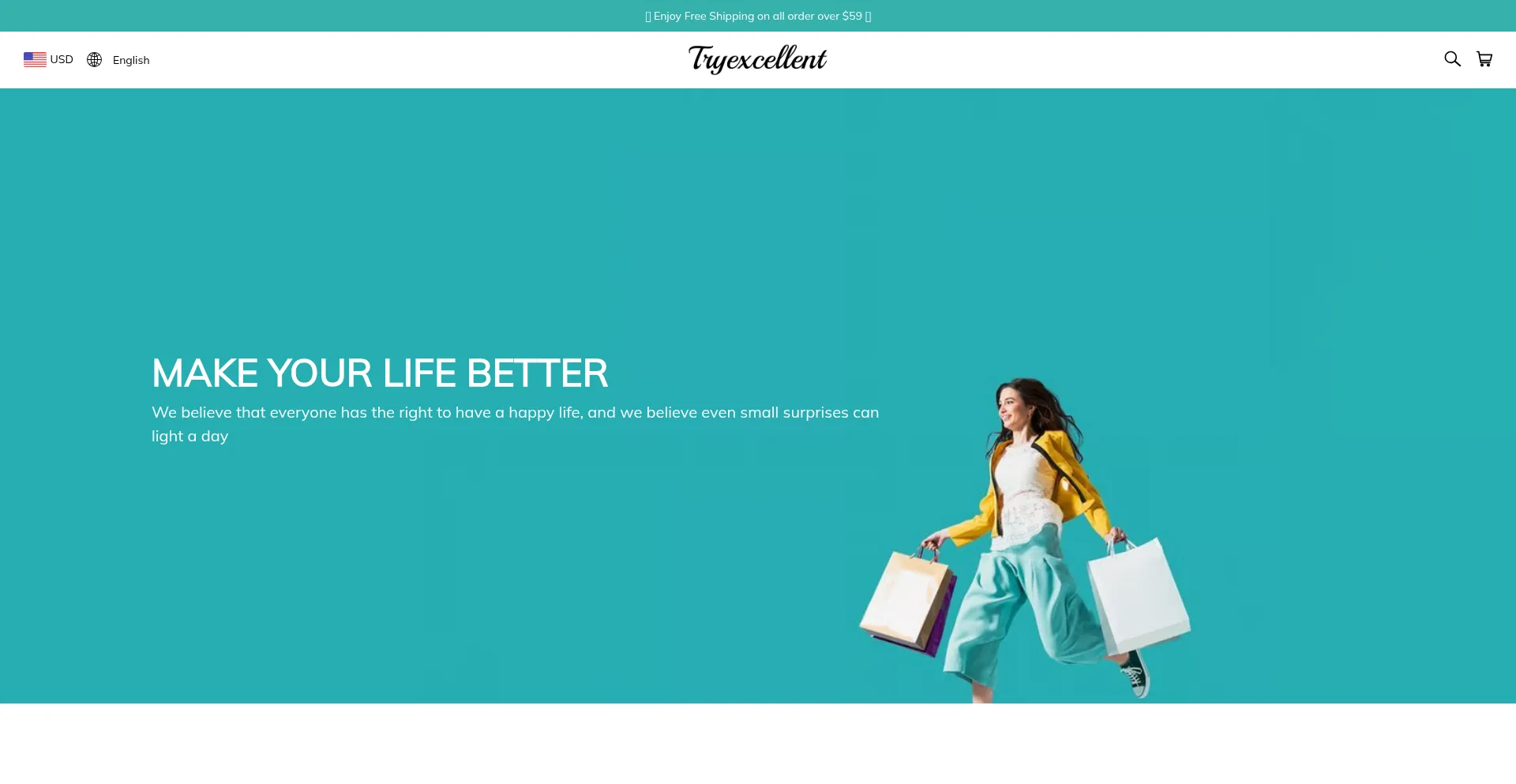 Website screenshot of Tryexcellent.com