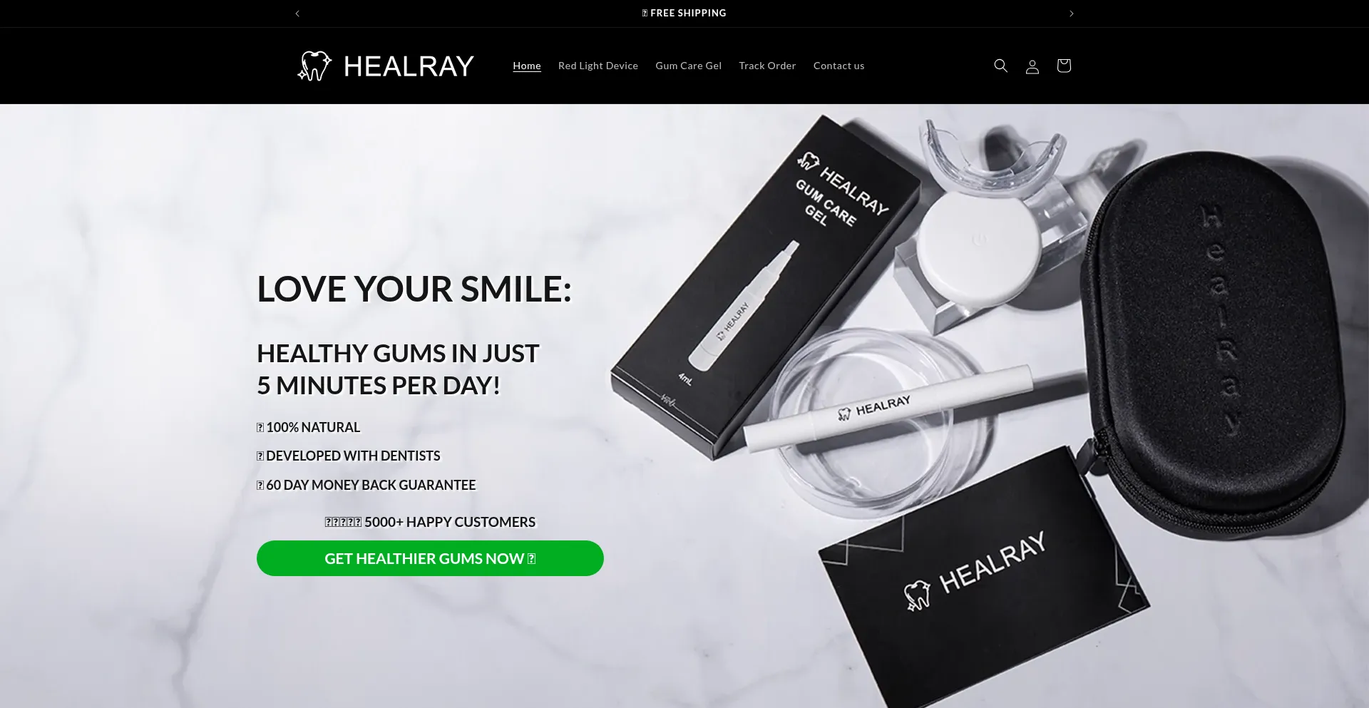 Website screenshot of Tryhealray.com