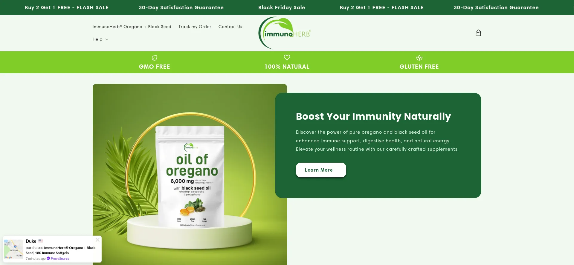 Website screenshot of Tryimmunoherb.com