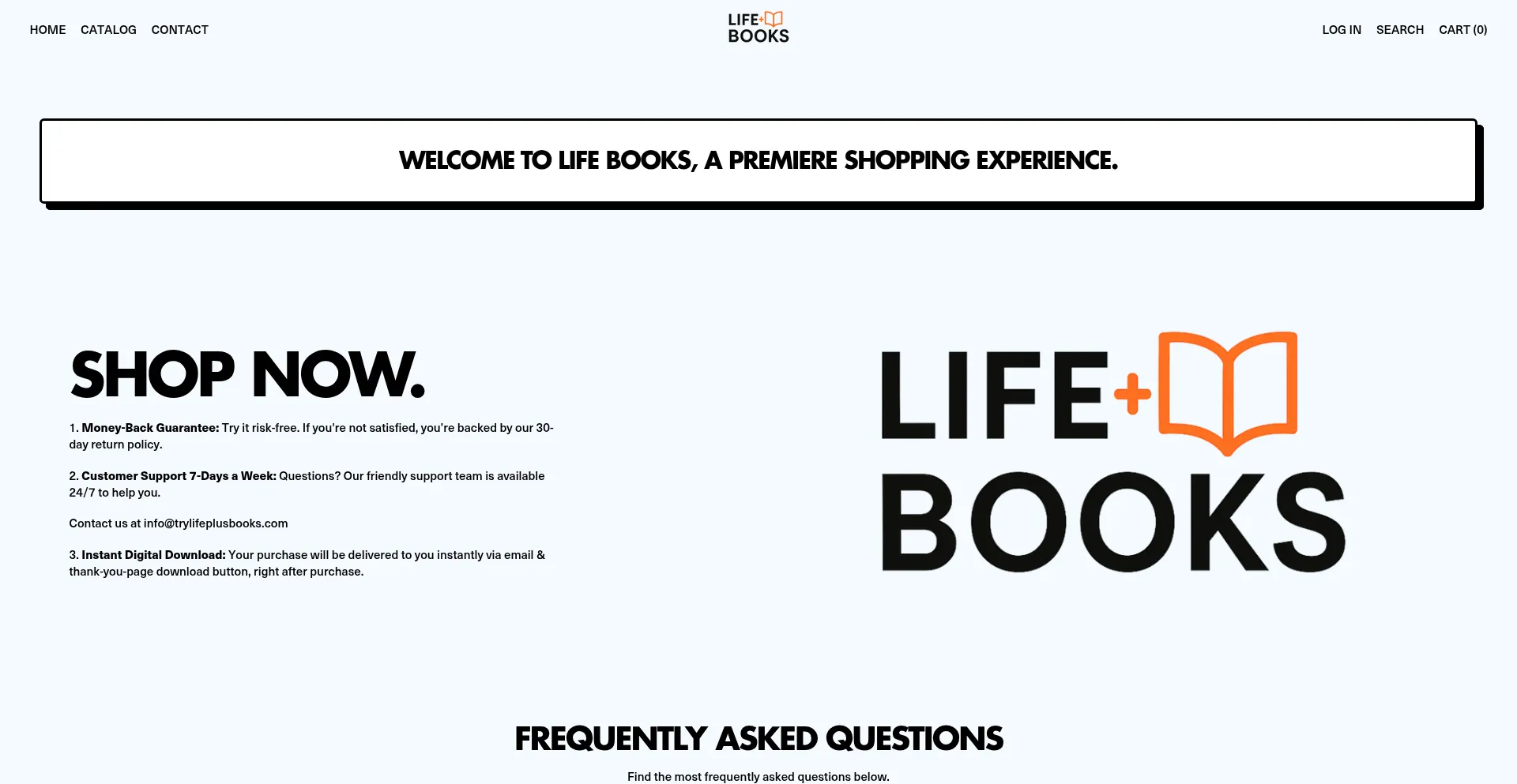 Website screenshot of Trylifeplusbooks.com