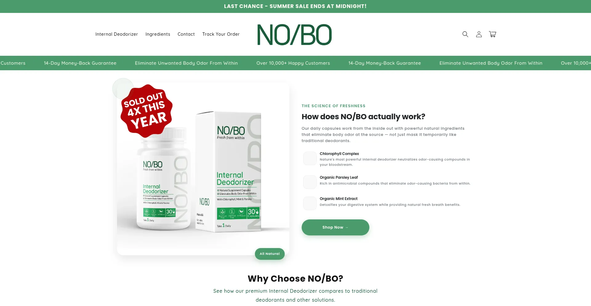 Website screenshot of Trynobo.com