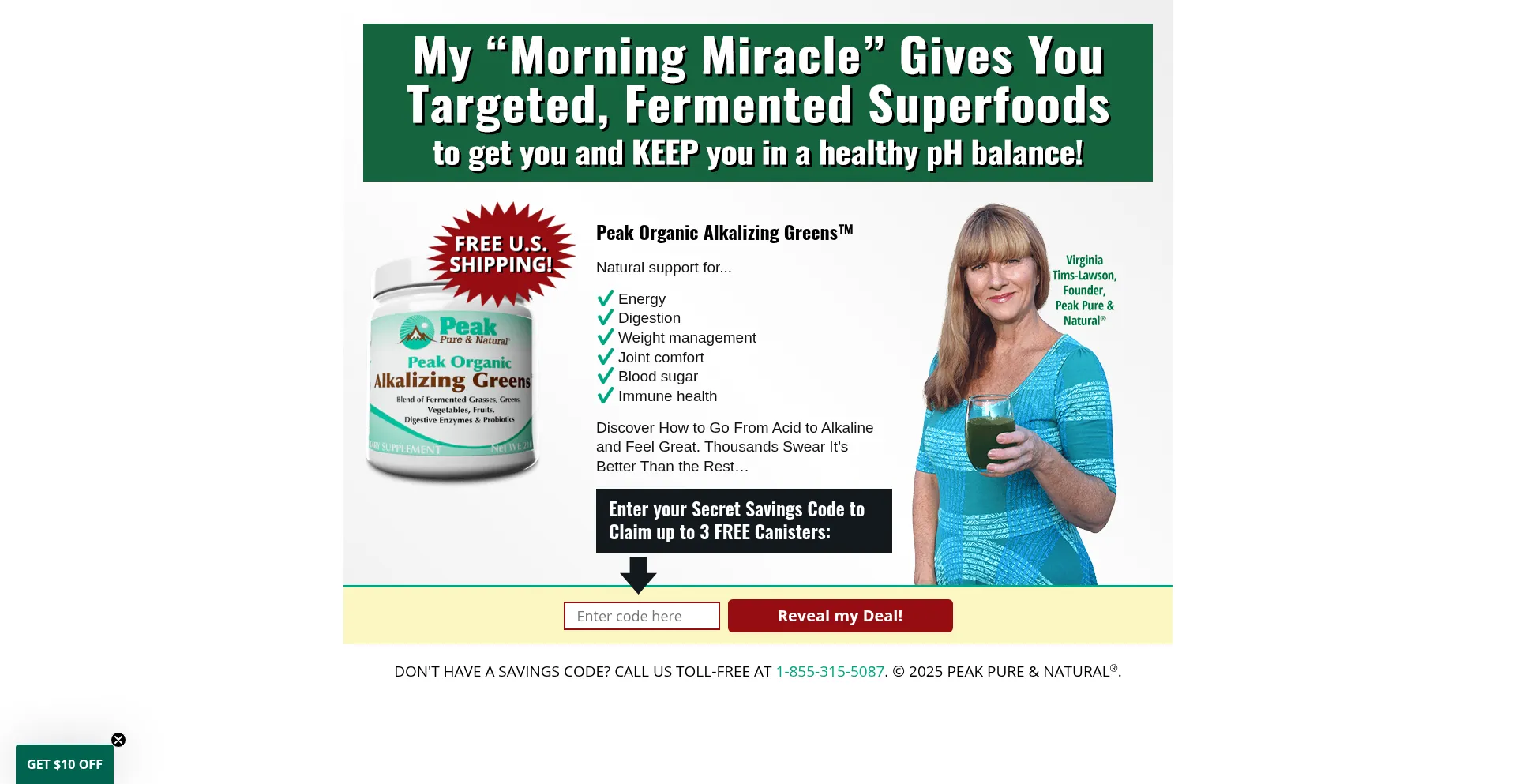 Website screenshot of Trypeakgreens.com