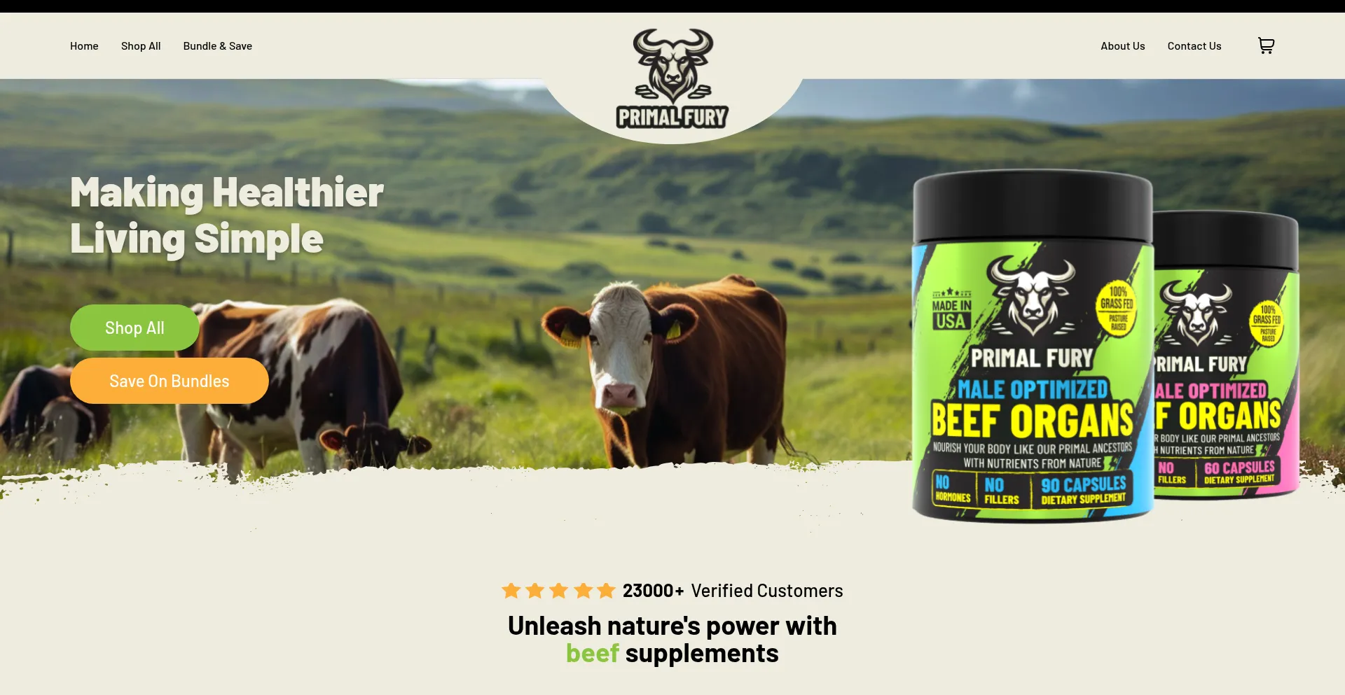 Website screenshot of Tryprimalfury.com