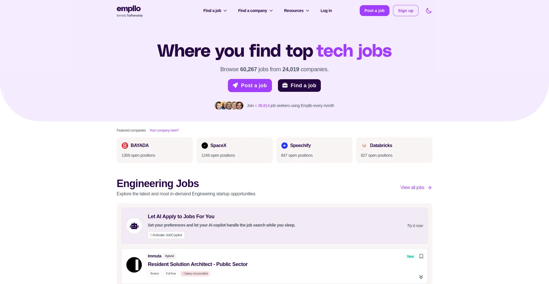 Website screenshot of Tryremotely.com