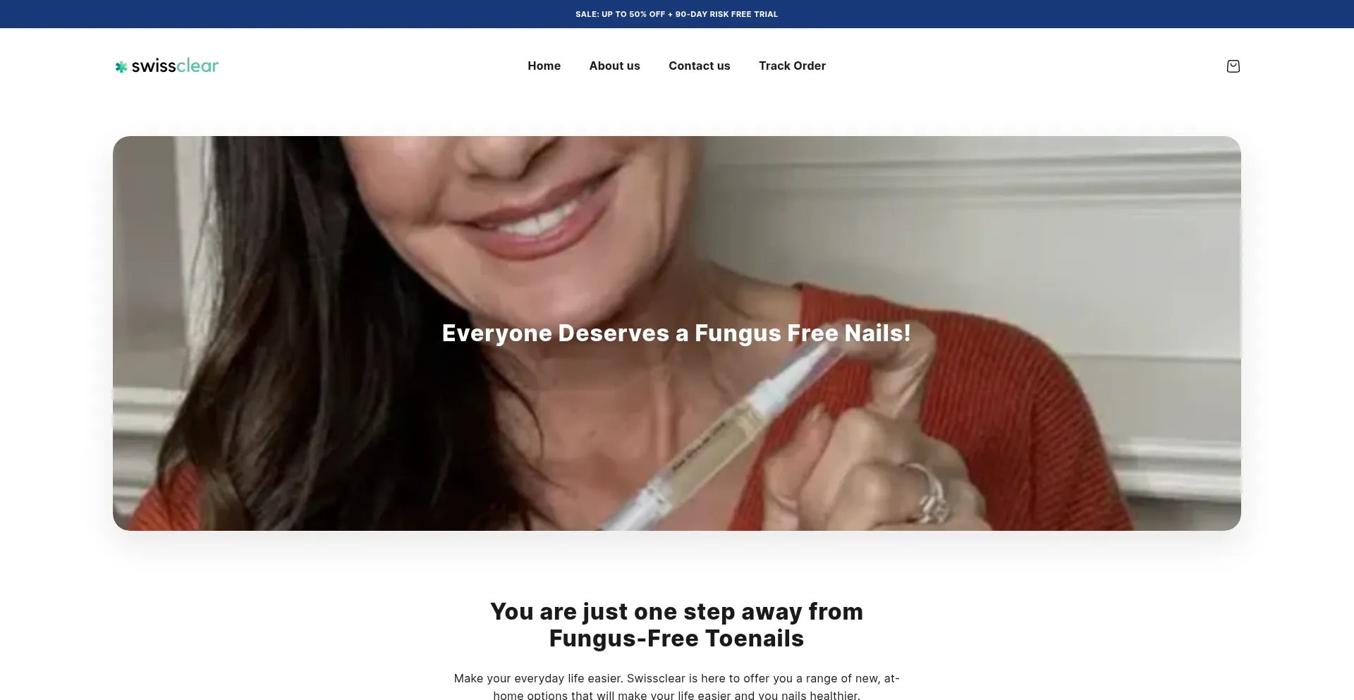 Website screenshot of Tryswissclear.com