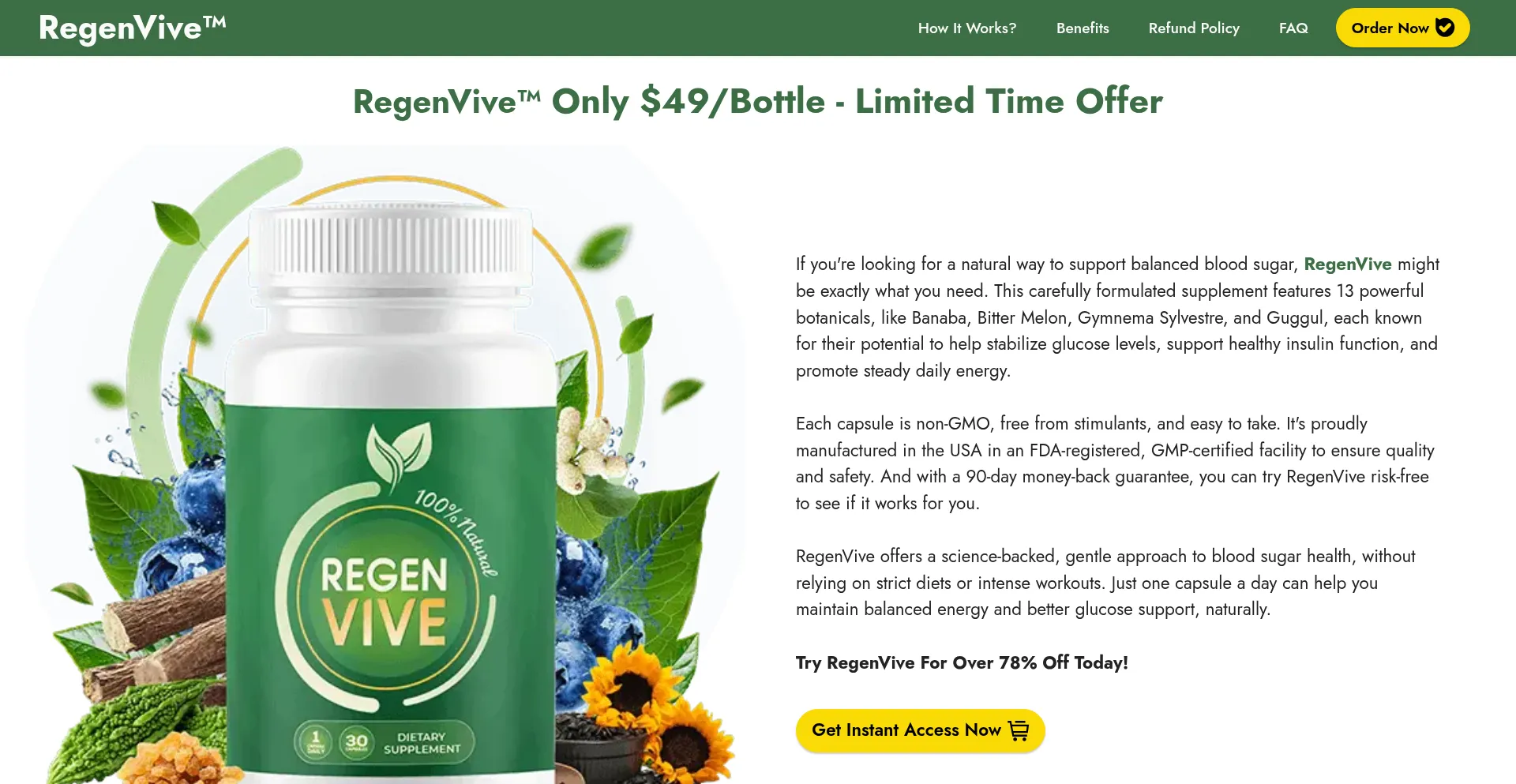 Website screenshot of Trytheregenvive.com