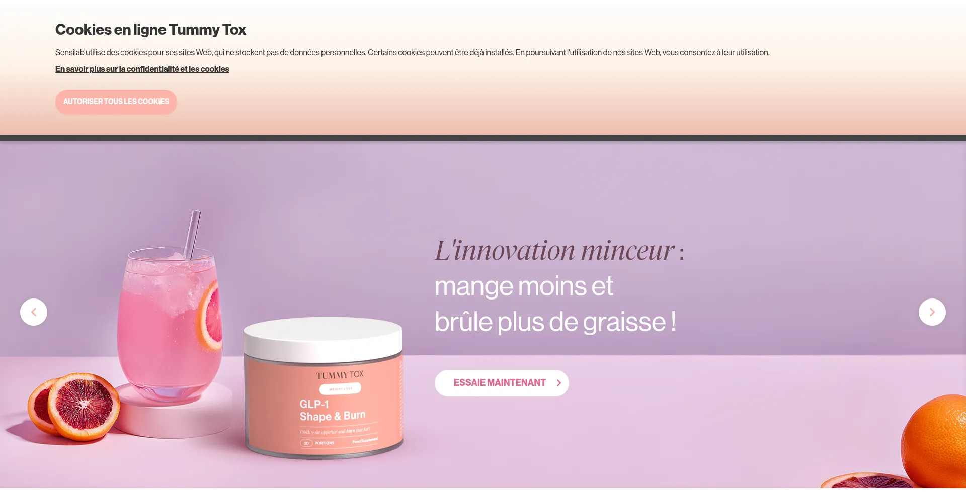 Website screenshot of Tummytox.fr