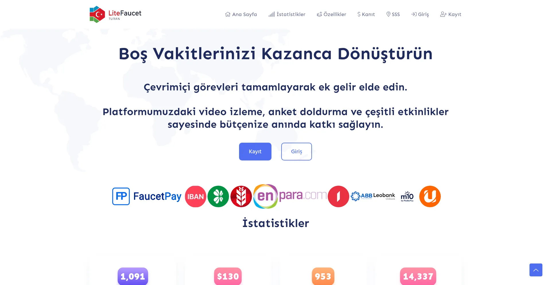 Website screenshot of Turan.litefaucet.in