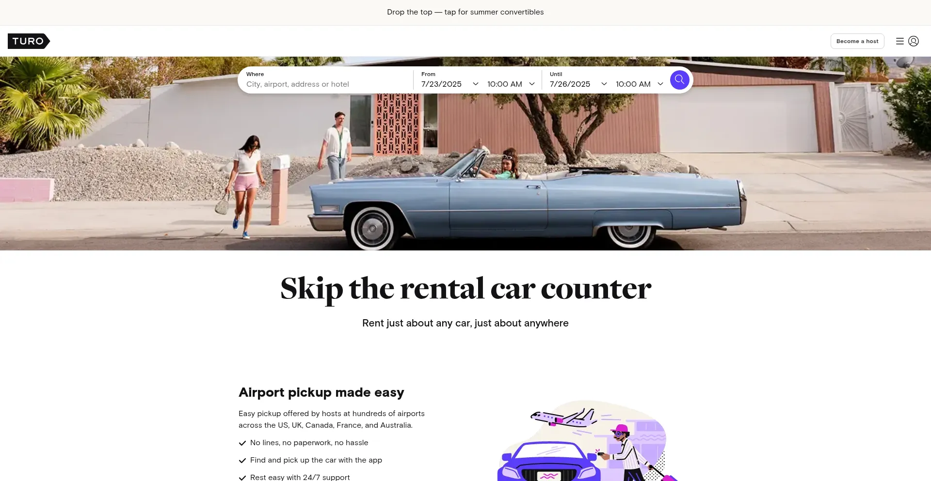 Website screenshot of Turo.com