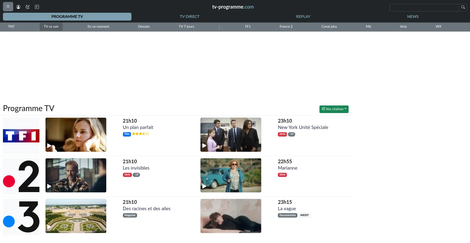 Website screenshot of Tv-programme.com