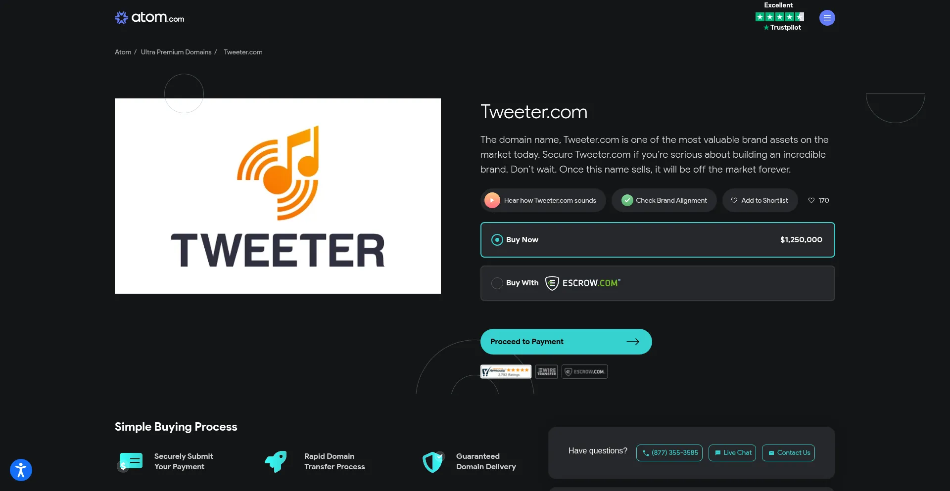 Website screenshot of Tweeter.com