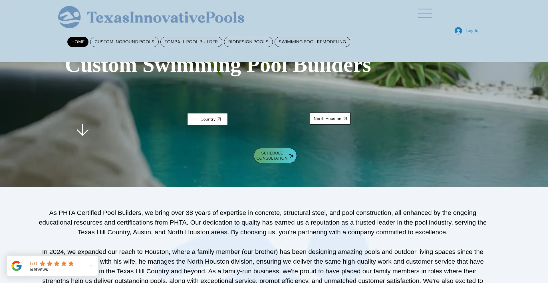 Website screenshot of Txinnovativepools.com