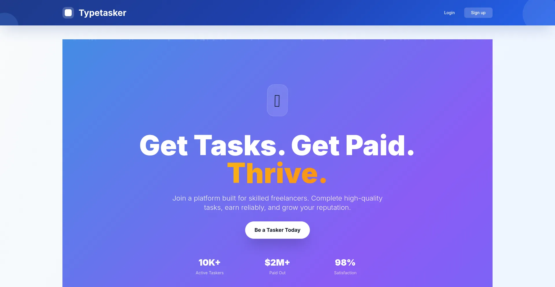Website screenshot of Typetasker.com