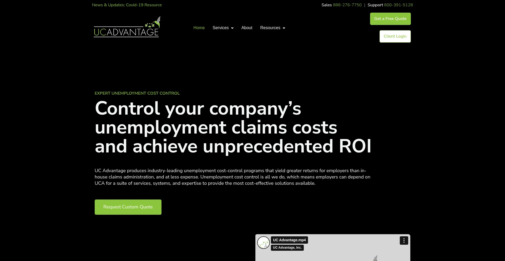Website screenshot of Ucadvantage.net