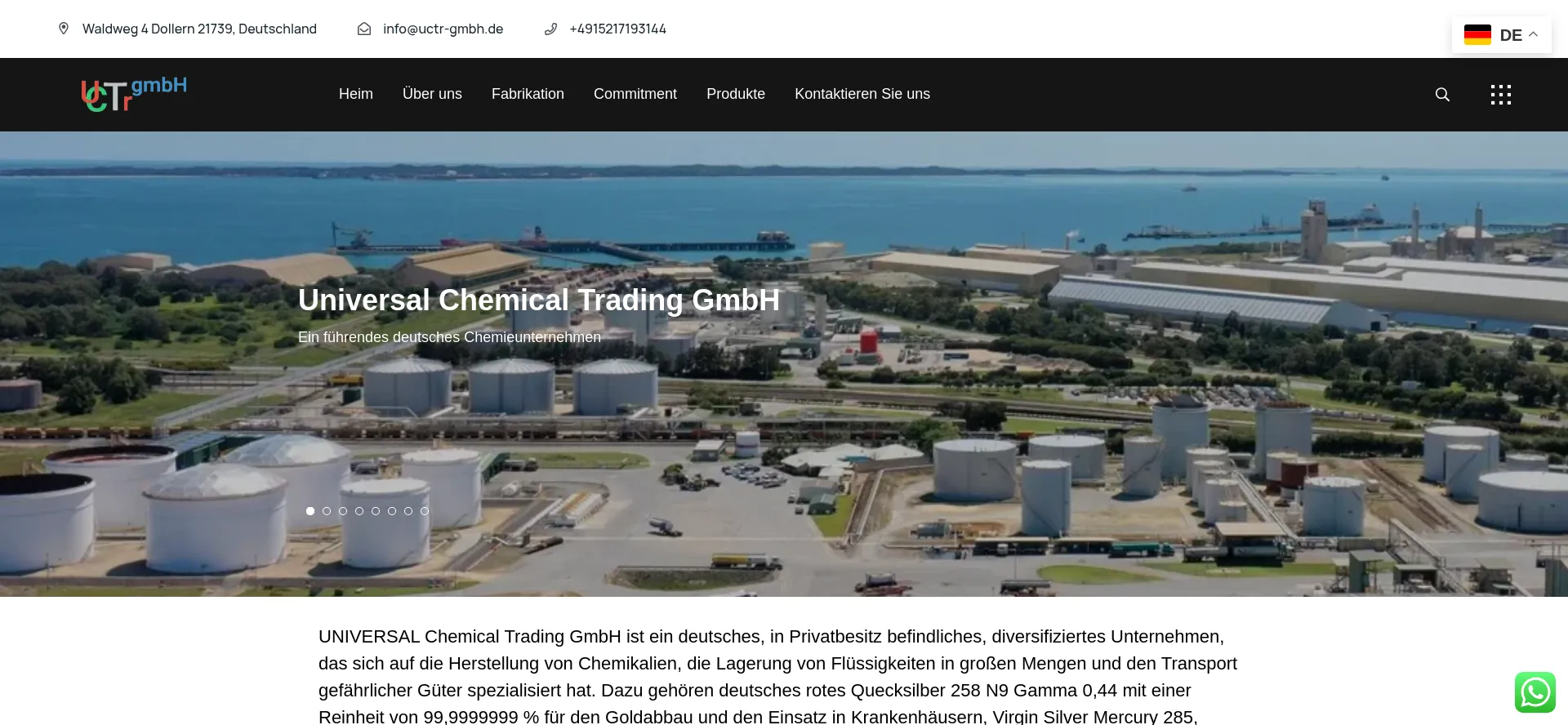 Website screenshot of Uctr-gmbh.de