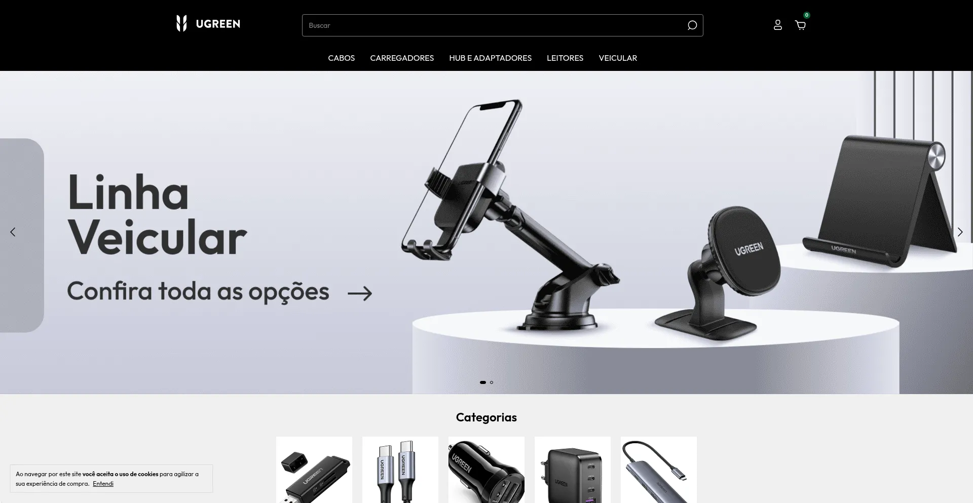 Website screenshot of Ugreenbrasil.com.br