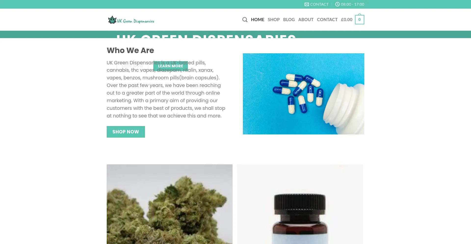 Website screenshot of Ukgreendispensaries.com
