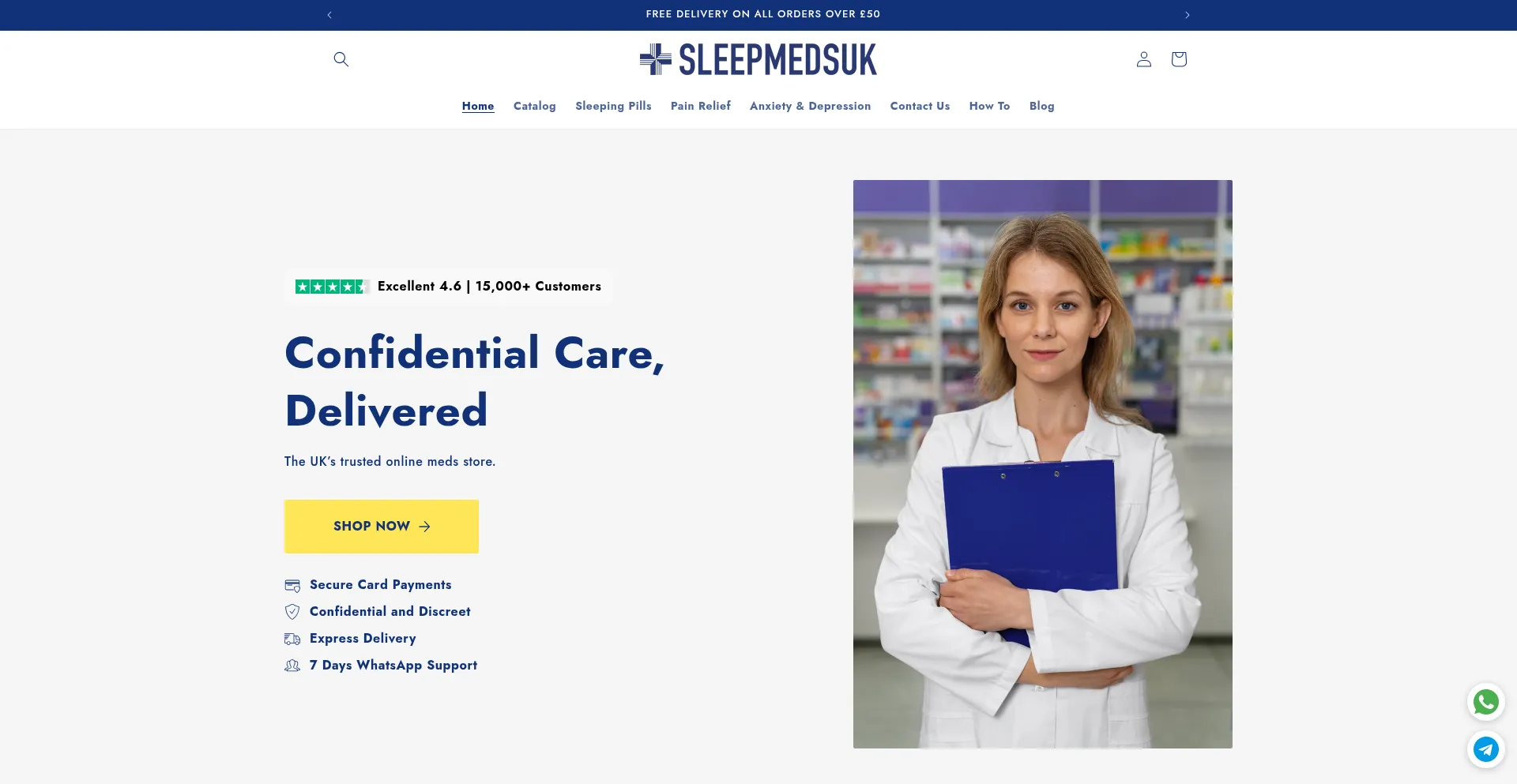 Website screenshot of Uksleepmeds.co.uk