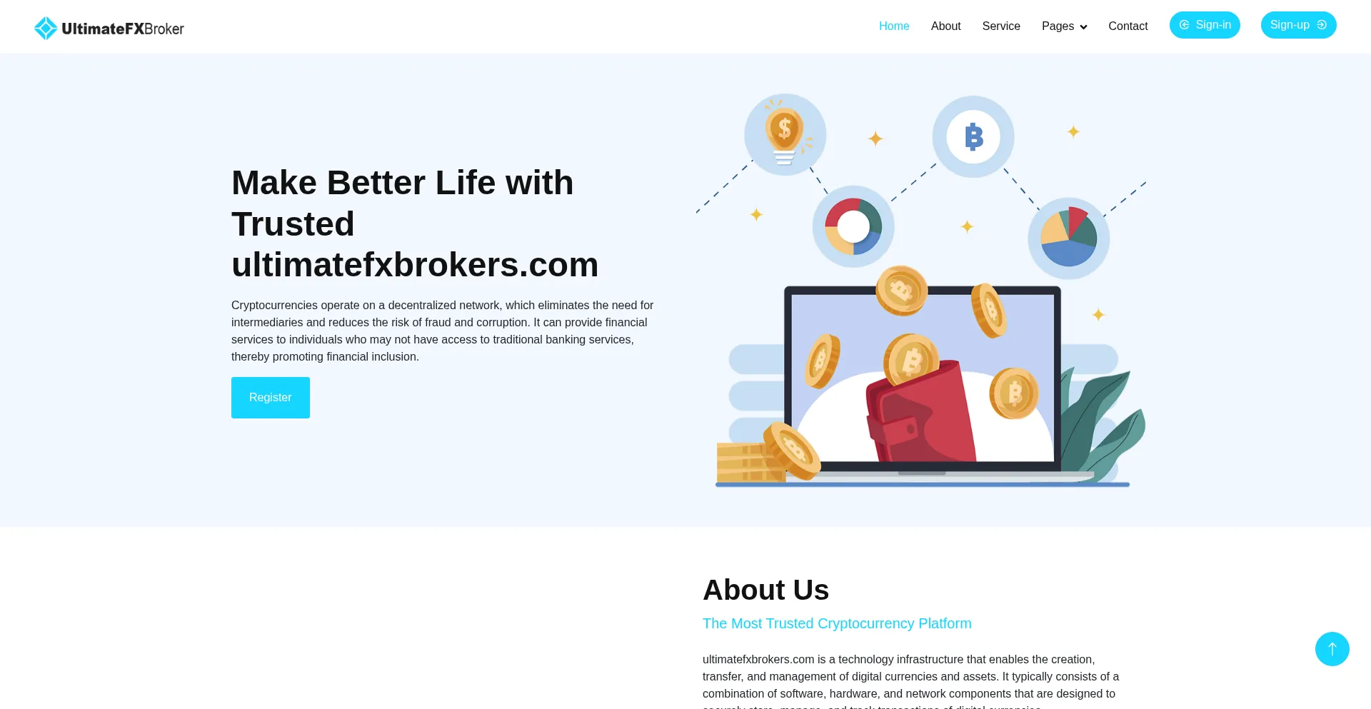 Website screenshot of Ultimatefxbrokers.com