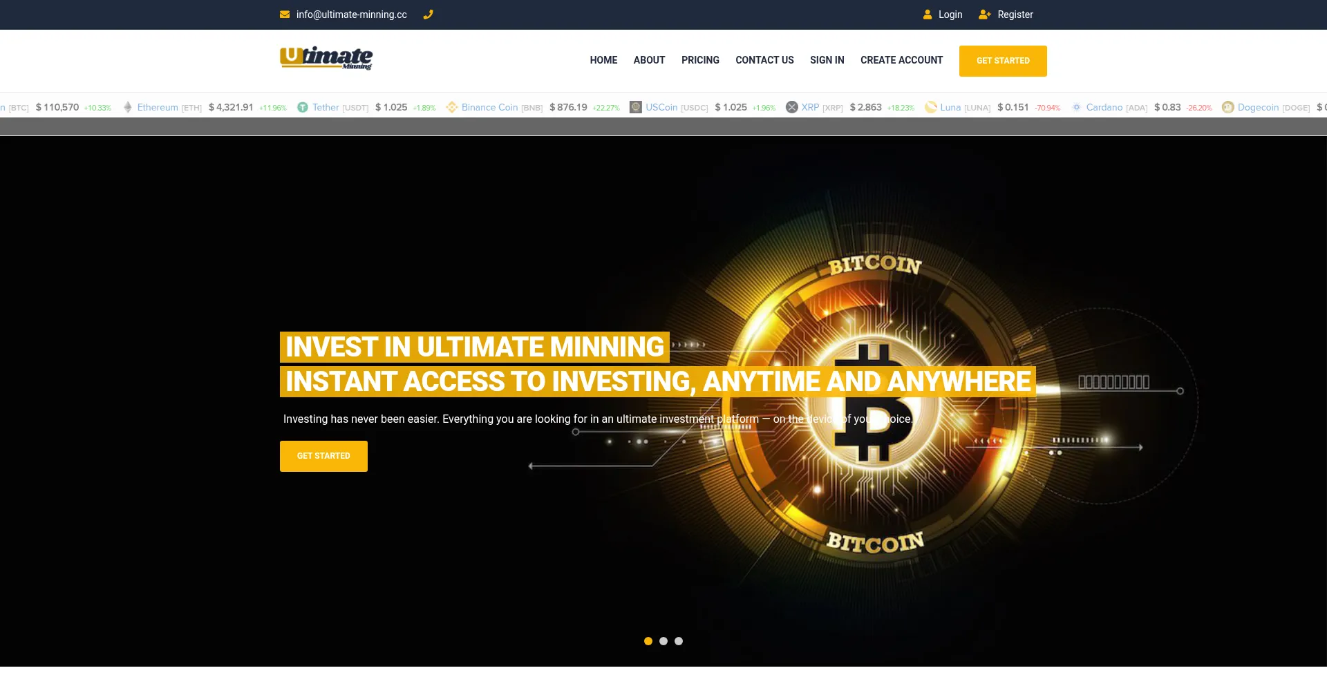 Website screenshot of Ultimateminning.co