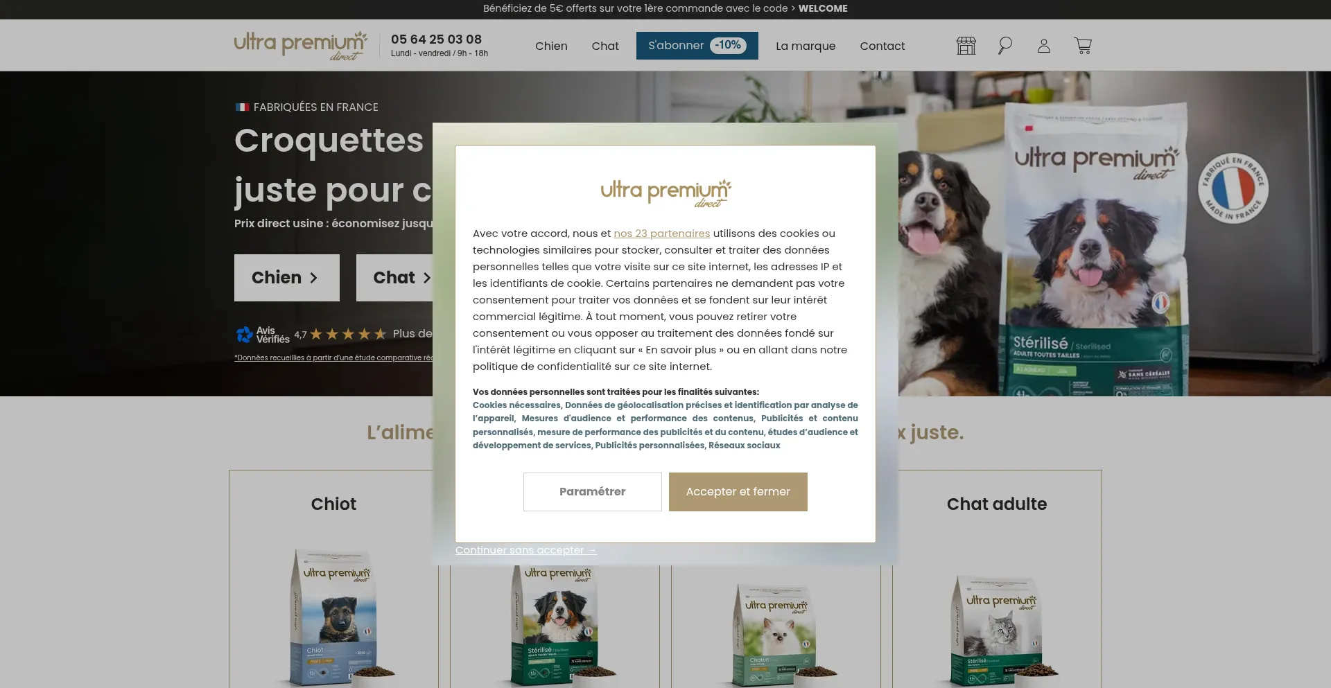 Website screenshot of Ultrapremiumdirect.com