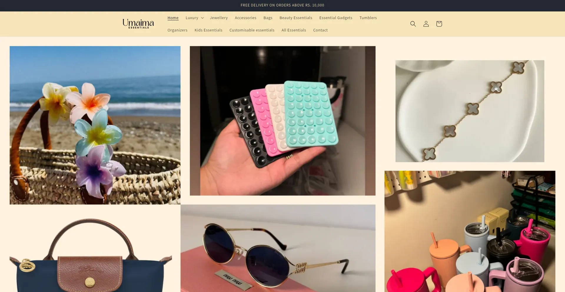 Website screenshot of Umaimaessentials.com