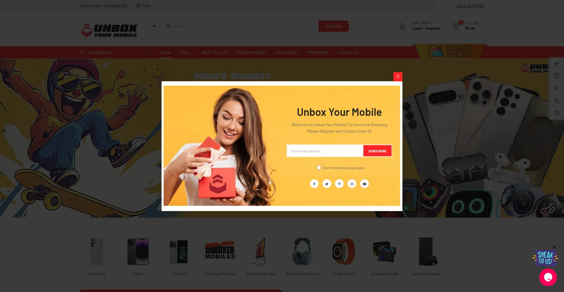 Website screenshot of Unboxyourmobile.com