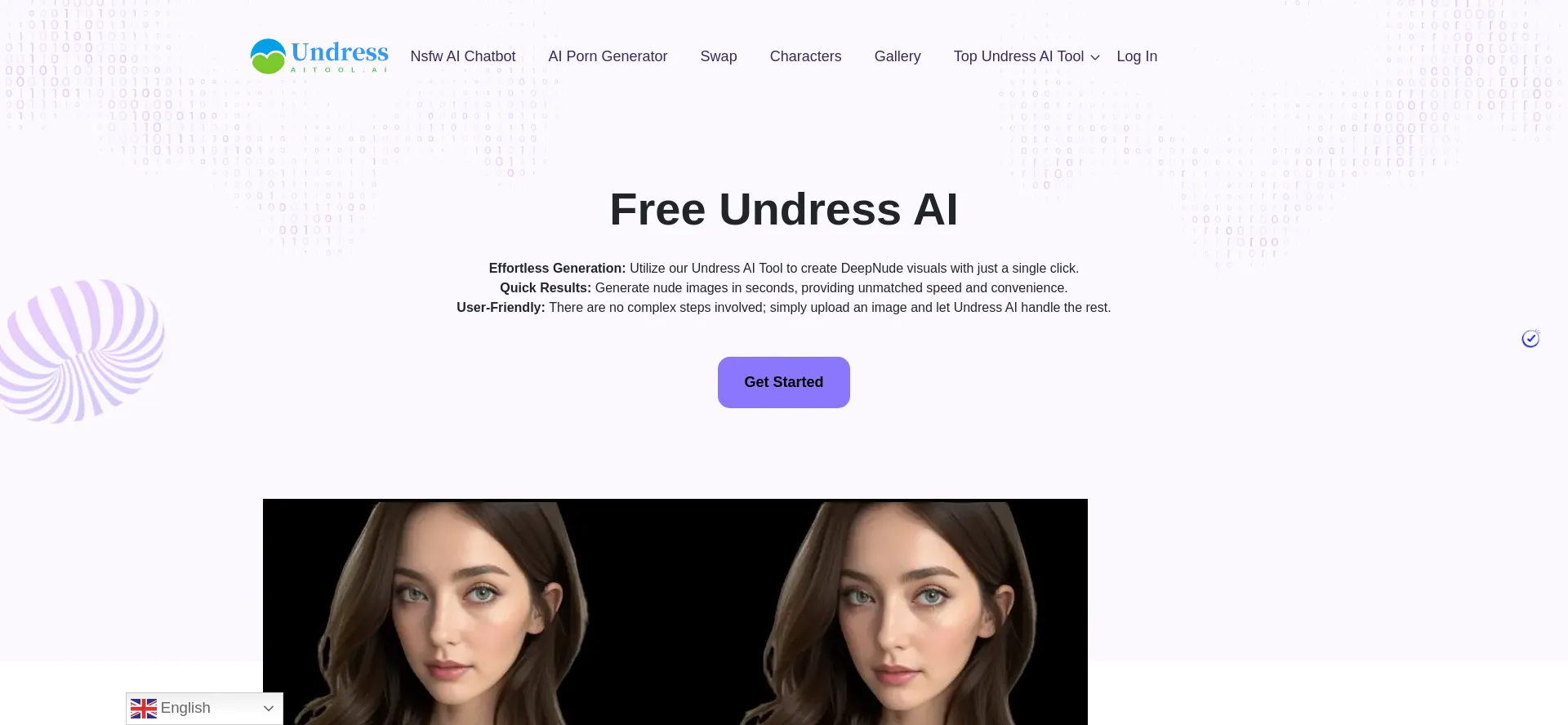 Website screenshot of Undressaitool.com