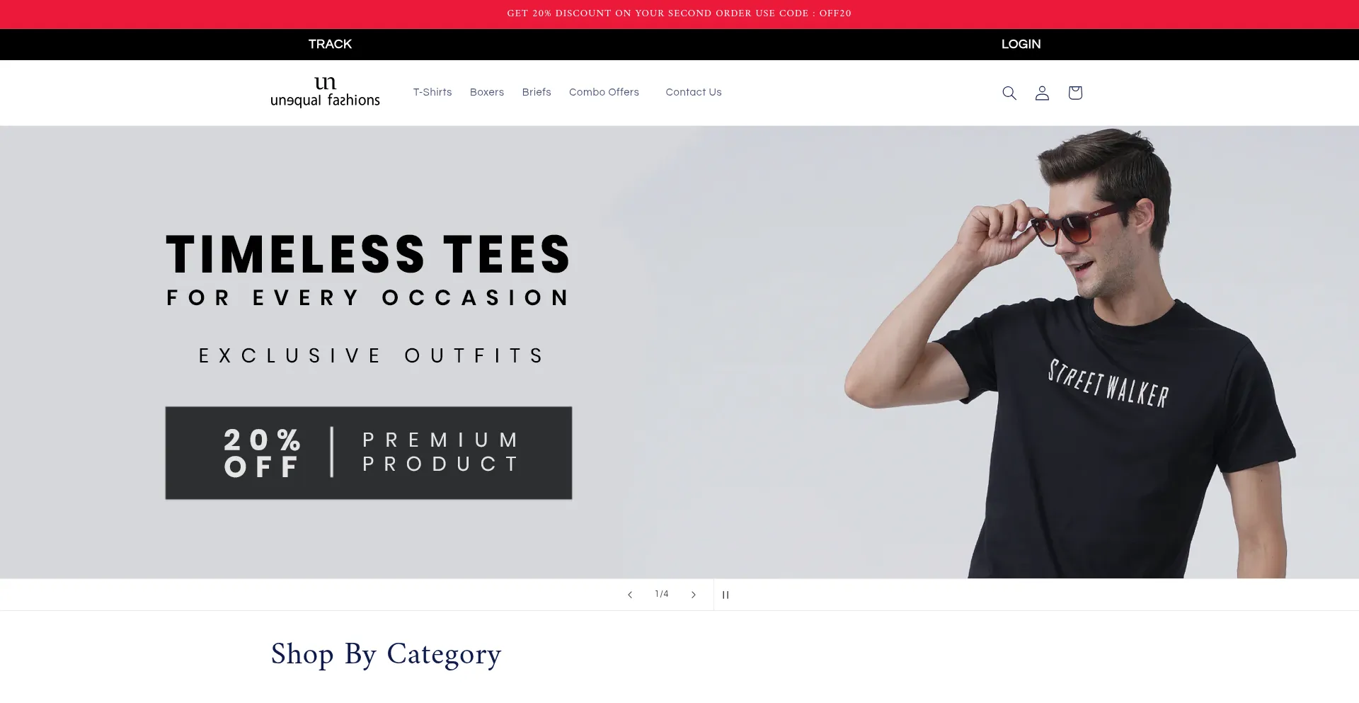 Website screenshot of Unequalfashions.com
