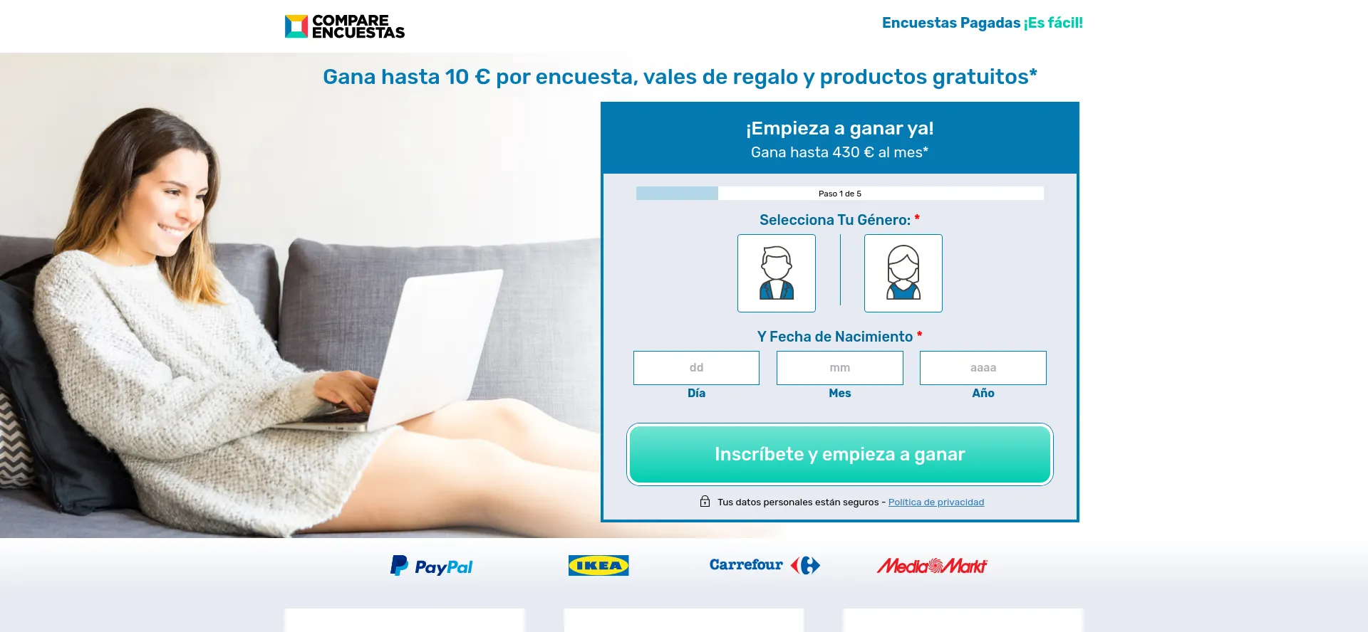 Website screenshot of Unete.compareencuestasonline.es
