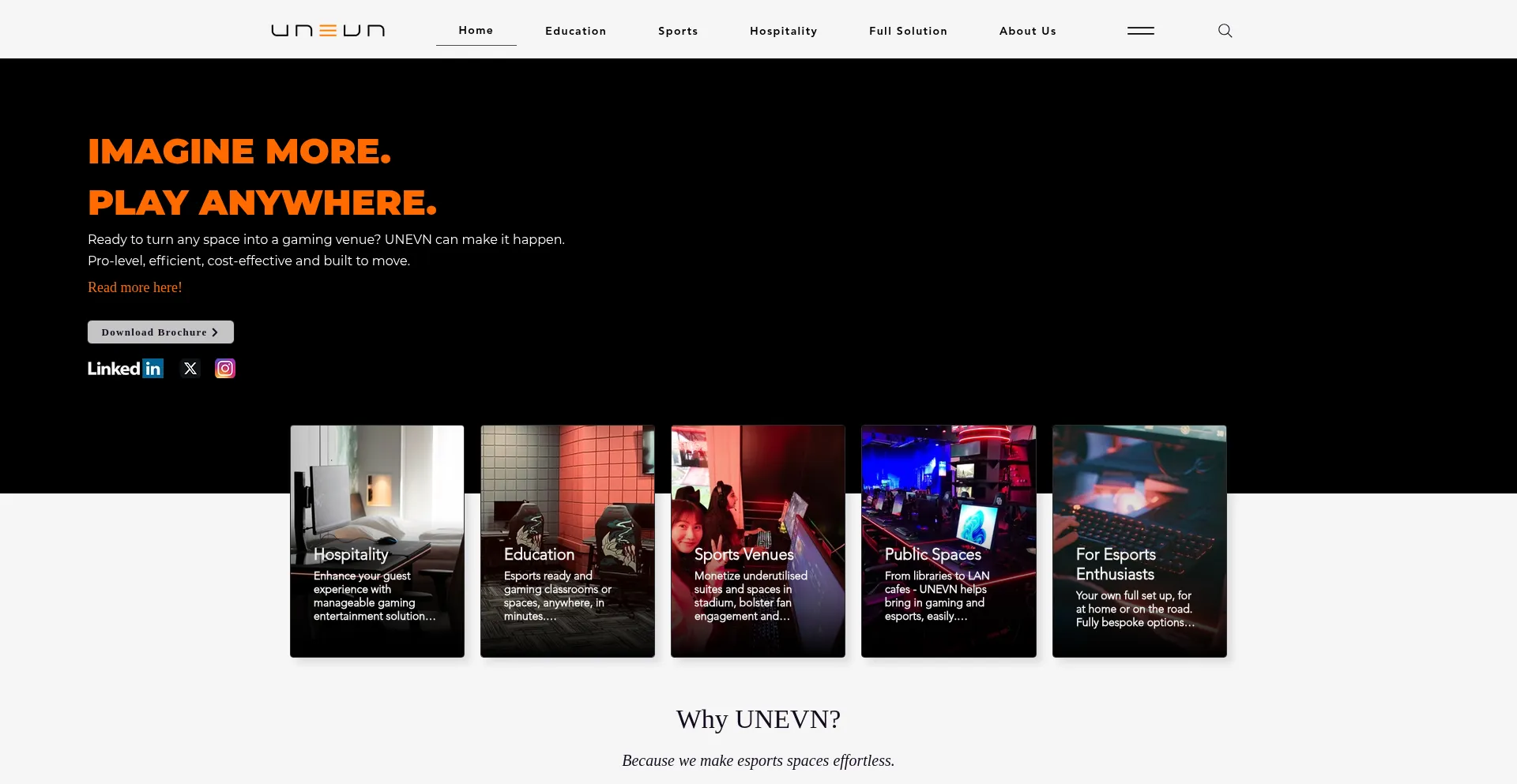 Website screenshot of Unevn.gg