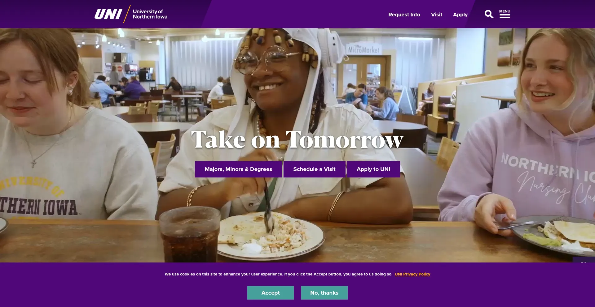 Website screenshot of Uni.edu