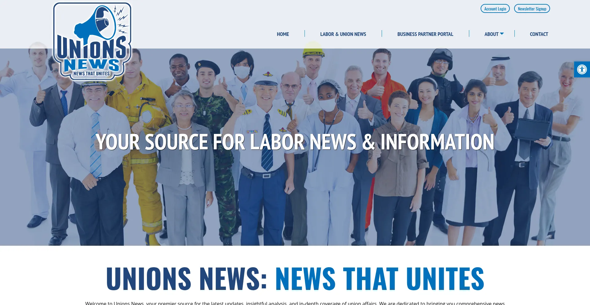Website screenshot of Unionsnews.com