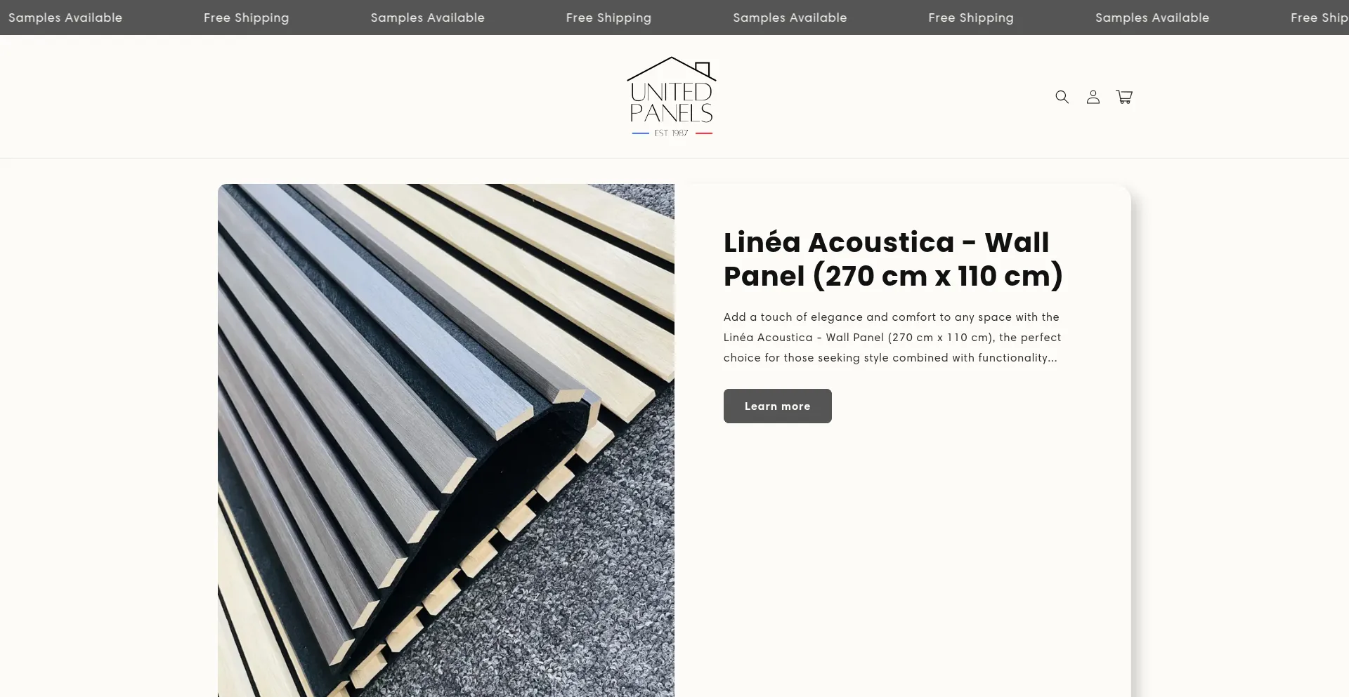 Website screenshot of Unitedpanels.store