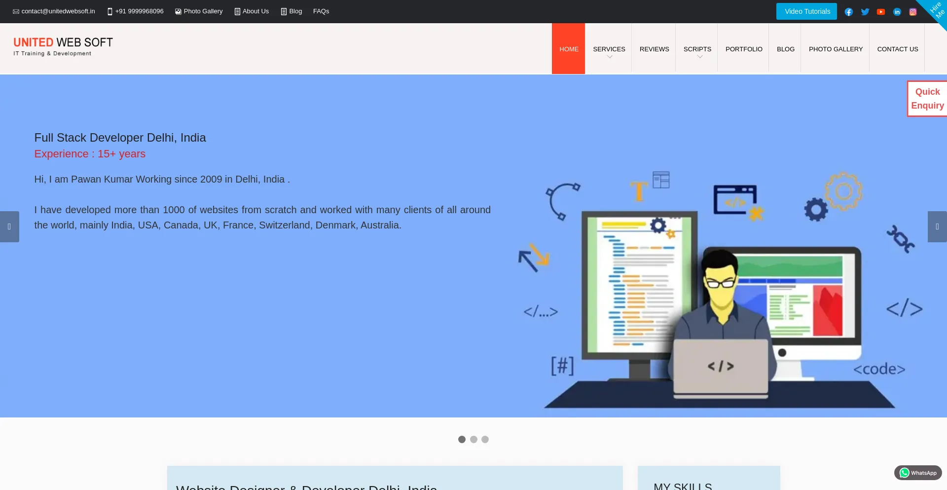 Website screenshot of Unitedwebsoft.in